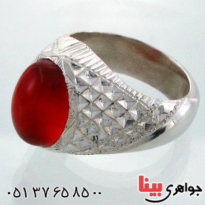 انگشتر عقیق یمنی مردانه درشت خاص و برجسته _کد:1739