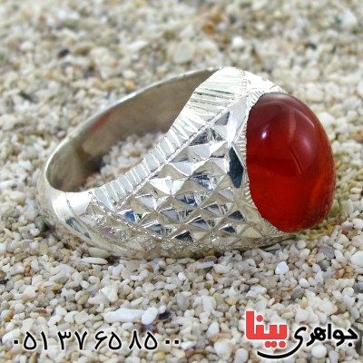 انگشتر عقیق یمنی مردانه درشت خاص و برجسته _کد:1739