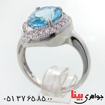 انگشتر توپاز زنانه رودیوم لوکس مدل یکتا _کد:12136