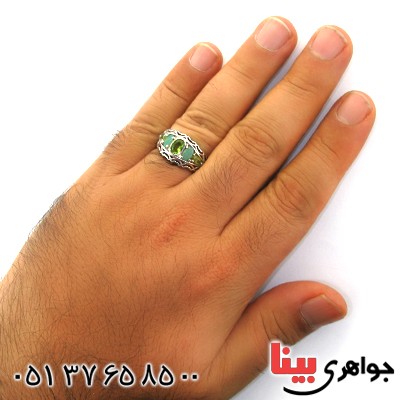 انگشتر چند جواهر مردانه زبرجد و زمرد مرغوب _کد:12173