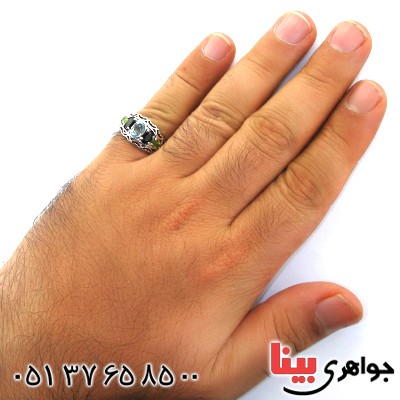 انگشتر چند جواهر توپاز، یاقوت کبود و زبرجد مردانه مرغوب _کد:12197
