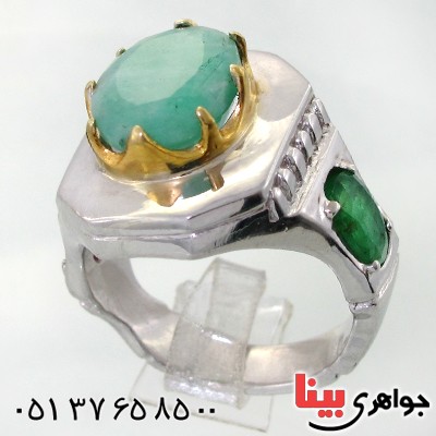 انگشتر زمرد دور یاقوت و زمرد مردانه کلاسیک _کد:12200