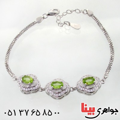 دستبند زبرجد زنانه سه نگین مدل مانیا _کد:12209