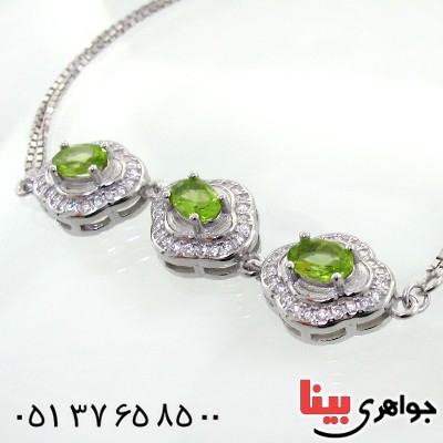 دستبند زبرجد زنانه سه نگین مدل مانیا _کد:12209
