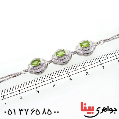 دستبند زبرجد زنانه سه نگین مدل مانیا _کد:12209