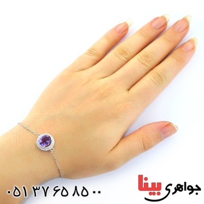 دستبند آمتیست زنانه خوشرنگ مدل آپاما _کد:12214