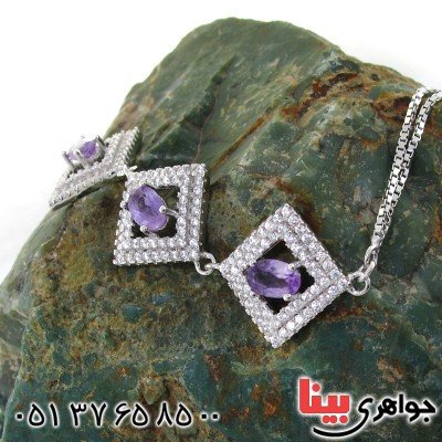 دستبند آمتیست زنانه سه نگین مدل روژینا _کد:12220