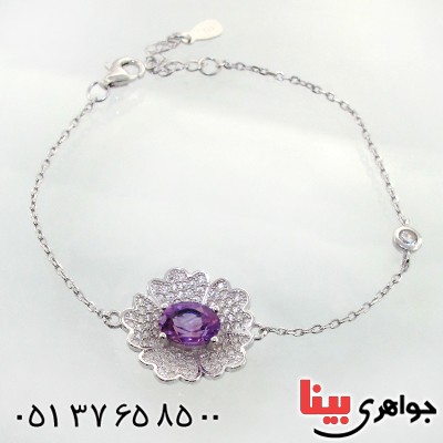 دستبند آمتیست زنانه مدل گل آرا _کد:12224