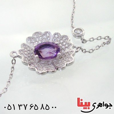 دستبند آمتیست زنانه مدل گل آرا _کد:12224