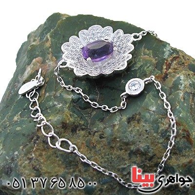 دستبند آمتیست زنانه مدل گل آرا _کد:12224