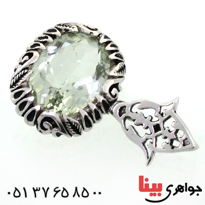گردنبند آکوآمارین زنانه درشت و خوشرنگ طرح صفوی _کد:12234