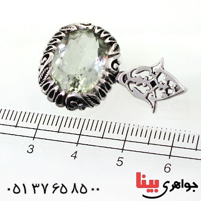 گردنبند آکوآمارین زنانه درشت و خوشرنگ طرح صفوی _کد:12234