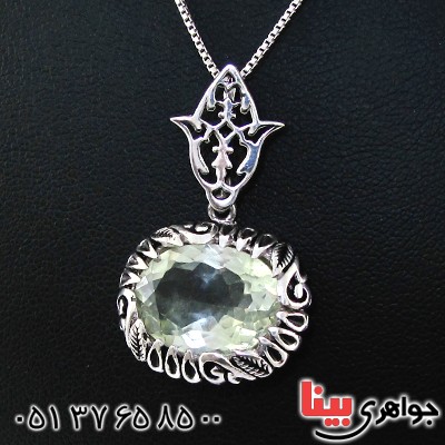 گردنبند آکوآمارین زنانه درشت و خوشرنگ طرح صفوی _کد:12234