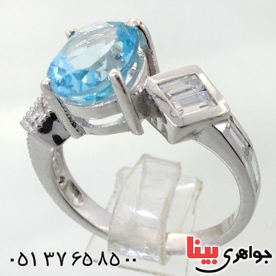 انگشتر توپاز زنانه رودیوم لوکس مدل مهرنوش _کد:12235