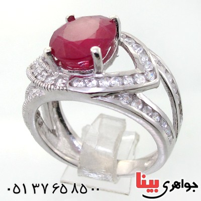 انگشتر یاقوت سرخ زنانه درشت رودیوم لوکس مدل چشم _کد:12236
