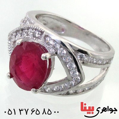 انگشتر یاقوت سرخ زنانه درشت رودیوم لوکس مدل چشم _کد:12236