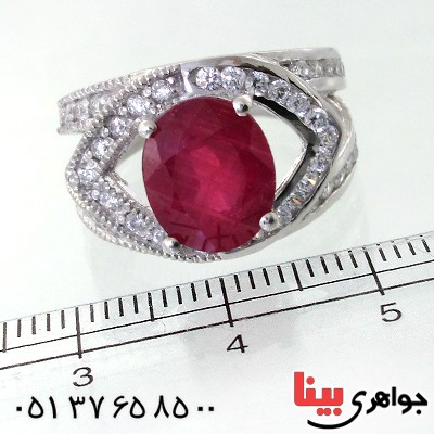 انگشتر یاقوت سرخ زنانه درشت رودیوم لوکس مدل چشم _کد:12236