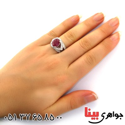 انگشتر یاقوت سرخ زنانه درشت رودیوم لوکس مدل چشم _کد:12236