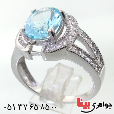 انگشتر توپاز زنانه رودیوم لوکس مدل آشا _کد:12244