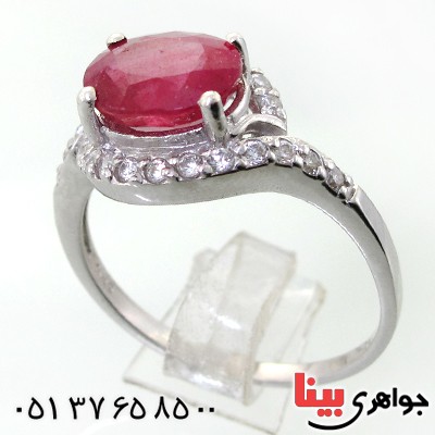 انگشتر یاقوت سرخ زنانه رودیوم لوکس مدل یزدان _کد:12246