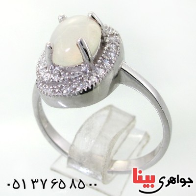 انگشتر اوپال زنانه رودیوم لوکس مدل دیبا _کد:12247
