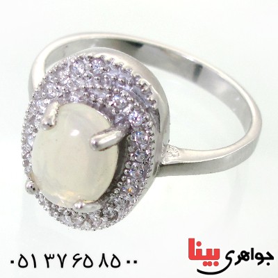 انگشتر اوپال زنانه رودیوم لوکس مدل دیبا _کد:12247