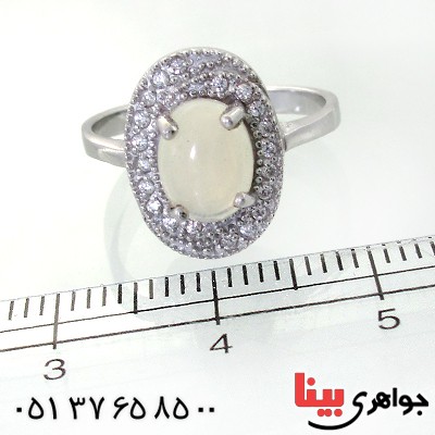 انگشتر اوپال زنانه رودیوم لوکس مدل دیبا _کد:12247