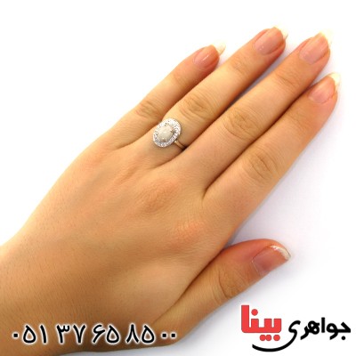 انگشتر اوپال زنانه رودیوم لوکس مدل دیبا _کد:12247