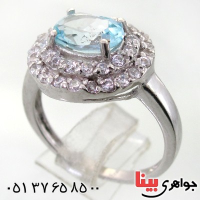 انگشتر توپاز زنانه رودیوم لوکس مدل میترا _کد:12251