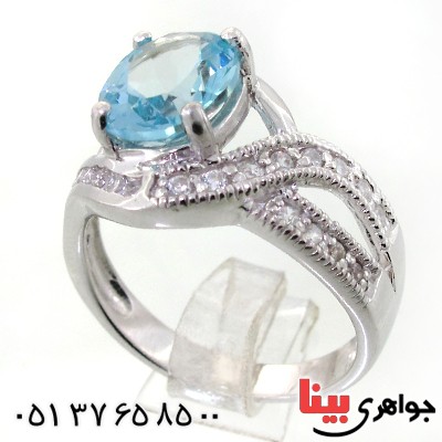 انگشتر توپاز زنانه رودیوم لوکس مدل نیلا _کد:12255