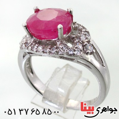 انگشتر یاقوت سرخ خون کبوتری زنانه رودیوم لوکس _کد:12257