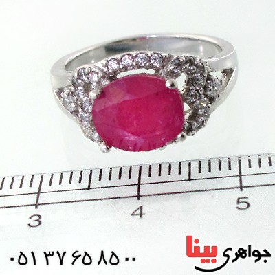انگشتر یاقوت سرخ خون کبوتری زنانه رودیوم لوکس _کد:12257