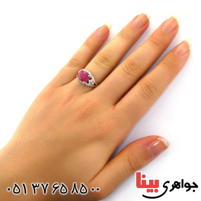 انگشتر یاقوت سرخ خون کبوتری زنانه رودیوم لوکس _کد:12257