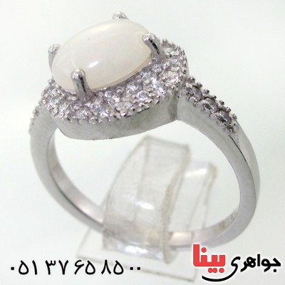 انگشتر اوپال زنانه رودیوم لوکس مدل آوینا _کد:12267