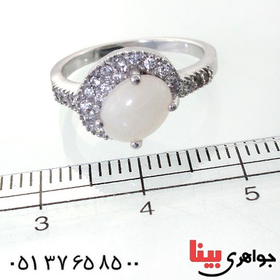 انگشتر اوپال زنانه رودیوم لوکس مدل آوینا _کد:12267