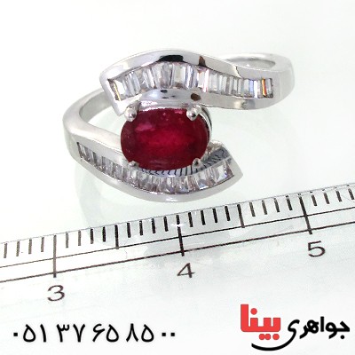 انگشتر یاقوت سرخ زنانه رادیوم لوکس مدل پیچک _کد:12270
