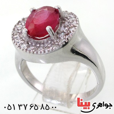 انگشتر یاقوت سرخ خون کبوتری زنانه رودیوم لوکس مدل پریتن _کد:12278