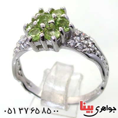 انگشتر زبرجد  زنانه رادیوم لوکس هفت نگین_کد:12291