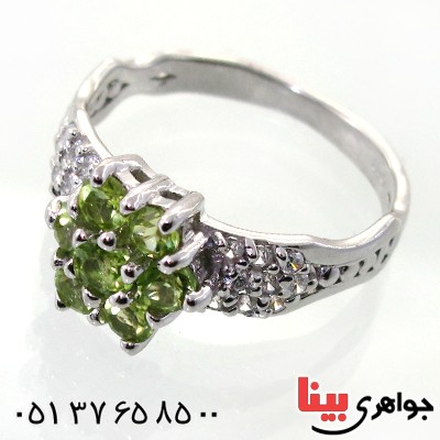 انگشتر زبرجد  زنانه رادیوم لوکس هفت نگین_کد:12291