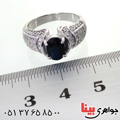 انگشتر یاقوت کبود زنانه رودیوم لوکس مدل تاج محل _کد:12298