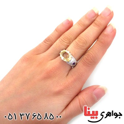 انگشتر سیترین دور آمتیست زنانه بسیار عالی درشت رادیوم لوکس مدل ملکه _کد:12302