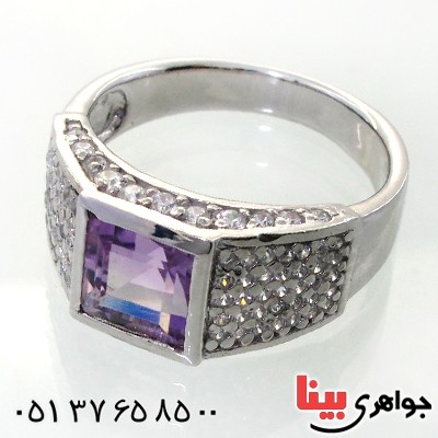 انگشتر آمتیست رودیوم لوکس مدل ایتالیا _کد:12305