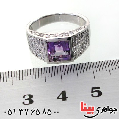 انگشتر آمتیست رودیوم لوکس مدل ایتالیا _کد:12305