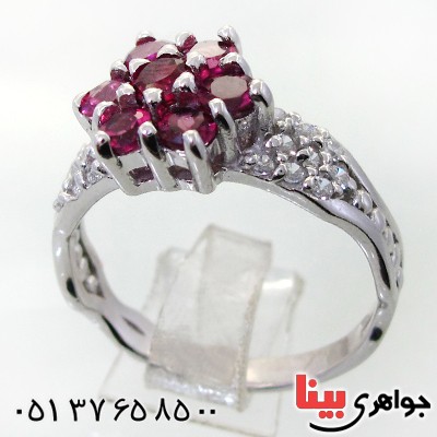 انگشتر آمتیست زنانه رودیوم لوکس مدل هفت نگین _کد:12311