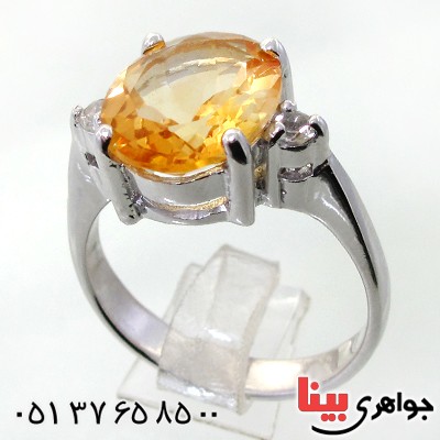 انگشتر سیترین  زنانه بسیار عالی رودیوم لوکس کلاسیک _کد:12319