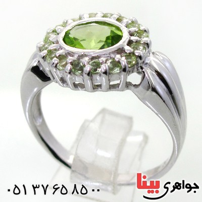 انگشتر زبرجد زنانه رودیوم لوکس مدل دور زبرجد _کد:12357