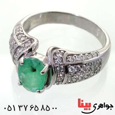 انگشتر زمرد زامبیا زنانه رادیوم لوکس مدل تاج محل _کد:12370