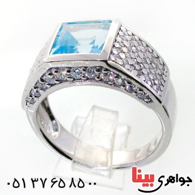 انگشتر توپاز رودیوم لوکس مدل ایتالیا _کد:12382