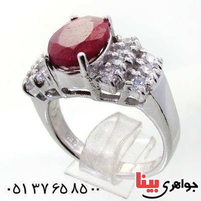 انگشتر یاقوت سرخ زنانه درشت رودیوم لوکس مدل کازینو _کد:12386
