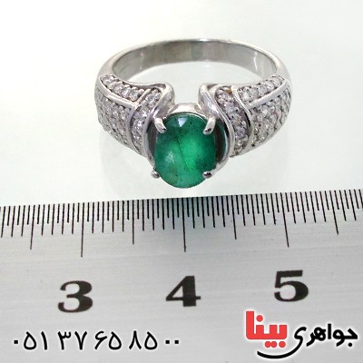 انگشتر زمرد زامبیا زنانه رودیوم لوکس مدل تاج محل _کد:12396